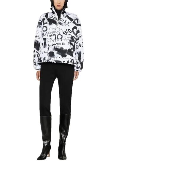 NWT Dolce & Gabbana Black White Graffiti Logo Print Bomber Jacket IT 42 US M - Picture 4 of 13